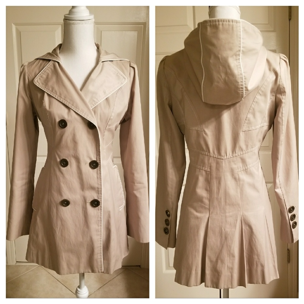 GUESS Trench Coat Double Breasted w/Hood